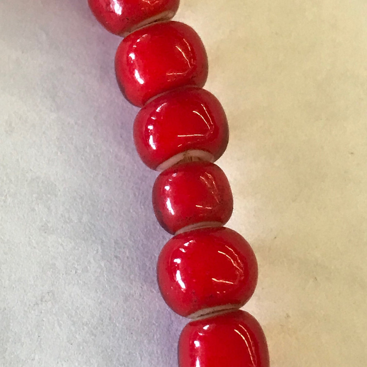 Red Glass Trade Beads Glass White Heart 1/4