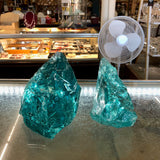 Lot of 2 Pc Teal Slag Glass Cullet 9# Aquarium Rock Landscaping Sorcerer Stone Garden Art FREE SHIP