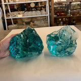 Lot of 2 Pc Teal Slag Glass Cullet 9# Aquarium Rock Landscaping Sorcerer Stone Garden Art FREE SHIP