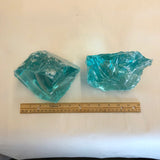 Lot of 2 Pc Teal Slag Glass Cullet 9# Aquarium Rock Landscaping Sorcerer Stone Garden Art FREE SHIP