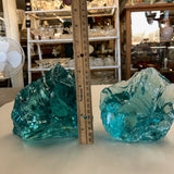 Lot of 2 Pc Teal Slag Glass Cullet 9# Aquarium Rock Landscaping Sorcerer Stone Garden Art FREE SHIP