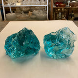 Lot of 2 Pc Teal Slag Glass Cullet 9# Aquarium Rock Landscaping Sorcerer Stone Garden Art FREE SHIP