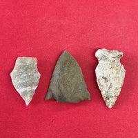 6230 Lot of 3 Arrowheads Native American Relic Artifact Archaic Woodland Stone Mississippi FREE SHIP