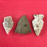 6230 Lot of 3 Arrowheads Native American Relic Artifact Archaic Woodland Stone Mississippi FREE SHIP