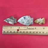 6231 Lot of 3 Arrowheads Native American Relic Artifact Illinois Archaic Woodland Indian Stone FREE SHIP