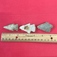 6232 Lot of 3 Arrowheads Native American Relic Artifact Missouri Stone Chert Novaculite Indian FREE SHIP