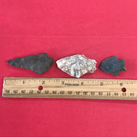 6233 Lot of 3 Arrowheads Native American Relic Artifact Mississippi Stone Indian Chert Novaculite FREE SHIP