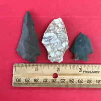 6233 Lot of 3 Arrowheads Native American Relic Artifact Mississippi Stone Indian Chert Novaculite FREE SHIP