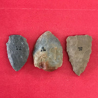 6235 Lot of 3 Arrowheads Native American Relic Artifact Missouri Indian Chert Novaculite Stone Archaic Woodland FREE SHIP