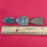 6235 Lot of 3 Arrowheads Native American Relic Artifact Missouri Indian Chert Novaculite Stone Archaic Woodland FREE SHIP