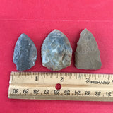 6235 Lot of 3 Arrowheads Native American Relic Artifact Missouri Indian Chert Novaculite Stone Archaic Woodland FREE SHIP