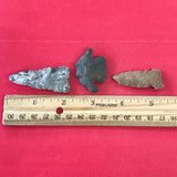 6236 Lot of 3 Arrowheads Native American Relic Artifact Illinois Indian Chert Novaculite Stone Archaic FREE SHIP