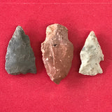 6237 Lot of 3 Arrowheads Native American Relic Artifact Mississippi Indian Stone Chert Novaculite Archaic Woodland FREE SHIP