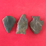 6238 Lot of 3 Arrowheads Native American Relic Artifact Illinois Indian Stone Chert Novaculite Archaic Woodland FREE SHIP