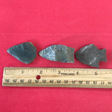 6238 Lot of 3 Arrowheads Native American Relic Artifact Illinois Indian Stone Chert Novaculite Archaic Woodland FREE SHIP