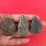 6238 Lot of 3 Arrowheads Native American Relic Artifact Illinois Indian Stone Chert Novaculite Archaic Woodland FREE SHIP