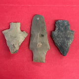 6317 Lot of 3 Arrowheads Illinois Native American Relic Artifact Archaic Prehistoric Authentic FREE SHIP