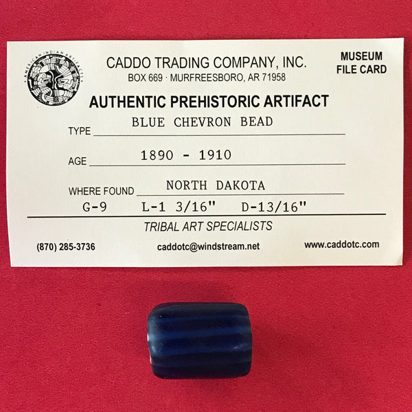 5746 Chevon Trade Bead Blue Native American Indian Relic Artifact Antique North Dakota FREE SHIP