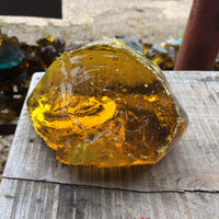 Amber Yellow Bulk Lot 5 lbs. Slag Glass Cullet Aquarium Rock Landscaping Stone Sun Catcher FREE SHIP