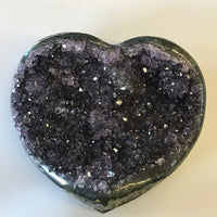 Amethyst Heart Specimen Matrix Purple Quartz Termination Point Concave Gray 3 3/4" Brazil Gift FREE SHIP