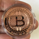 Copper Round 1 oz Bitcoin .999 Pure Crypto Currency Replica Anonymous Mint 28.35 Grams Plastic Case FREE SHIPPING