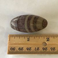 Shiva Lingam Stone Quartz Brown Gray Elliptical Polished India 2" Long Healing FREE SHIP