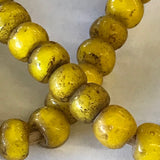Antique Yellow Trade Beads Glass White Heart 1/4" Diameter 22" Strand FREE SHIP