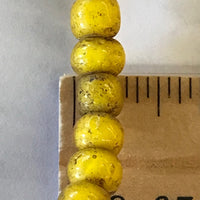 Antique Yellow Trade Beads Glass White Heart 1/4" Diameter 22" Strand FREE SHIP