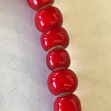 Red Glass Trade Beads Glass White Heart 1/4" Native American 22" Strand 3mm Hole FREE SHIP